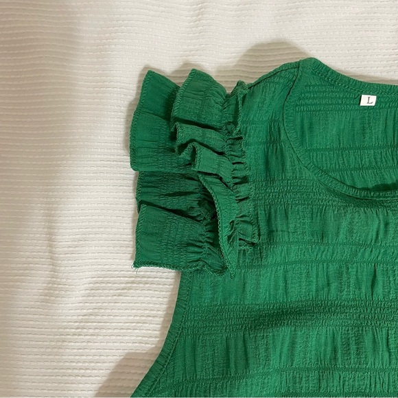 Source Unknown Green Sleeveless Flutter Mini Dress - Picture 3 of 7